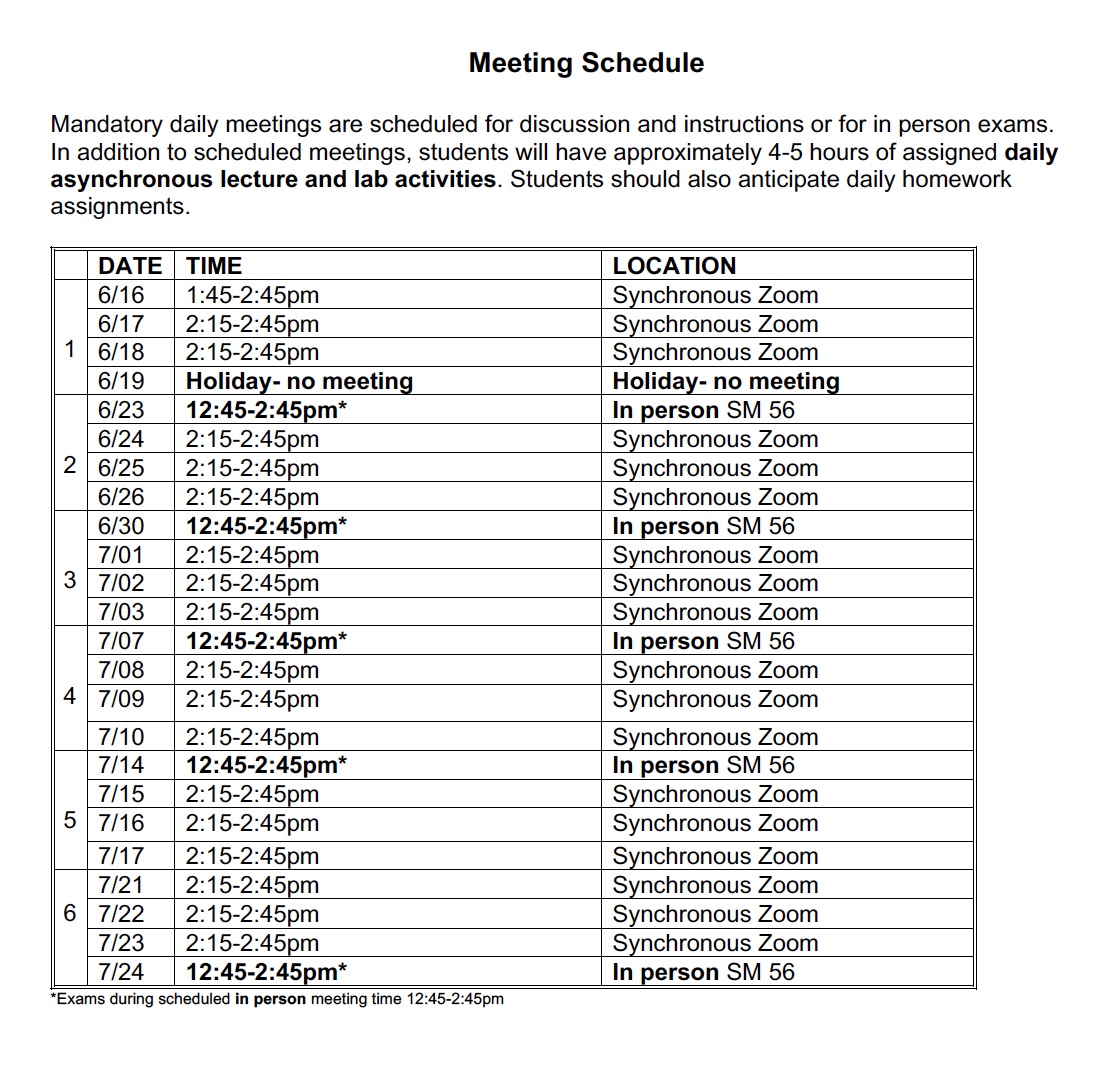Meeting schedule