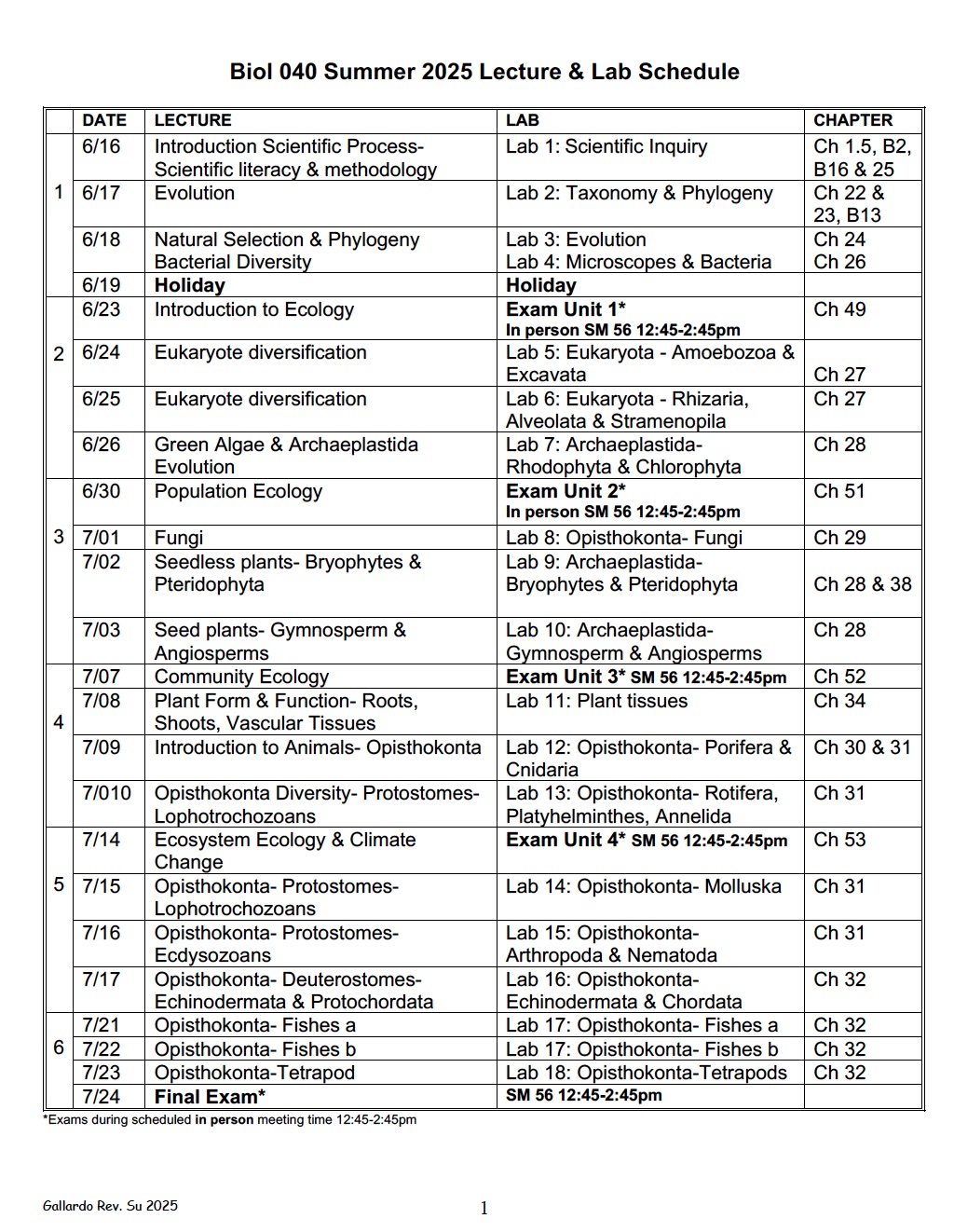 Activity Schedule